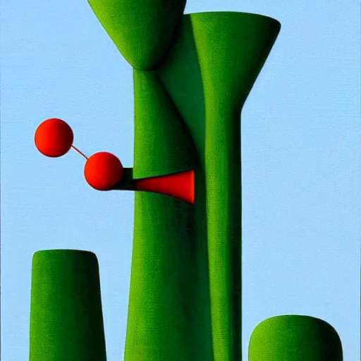 Image similar to a real concrete building with anthropomorphic qualities. one building that reminds me of a green lizart with a red mouth. clearly a building. a painting of sceptile by yves tanguy ricardo bofill