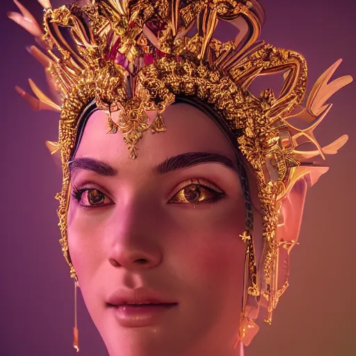 Image similar to portrait of wonderful princess, glowing, ornate and intricate, jaw dropping, dynamic lighting, intricate and detailed, 4 k octane render