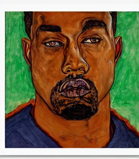 Image similar to portrait of kanye west by egon schiele, intense desire, high quality, high detail