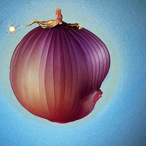 Prompt: an Onion floating in space, in the style of a renaissance painting