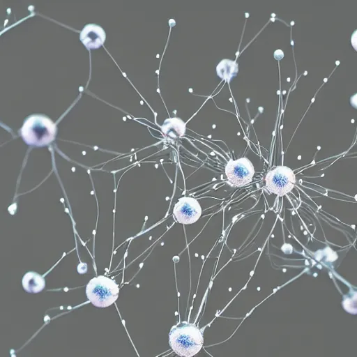 Image similar to metallic dendritic spheres connected with dendritic neurons