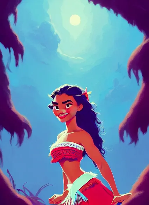 Image similar to dream highly detailed portrait of disney's princess moana, magnificent, photographic realistic background, by atey ghailan, by greg rutkowski, by greg tocchini, by james gilleard, by joe fenton, by kaethe butcher, trending on instagram, award winning details