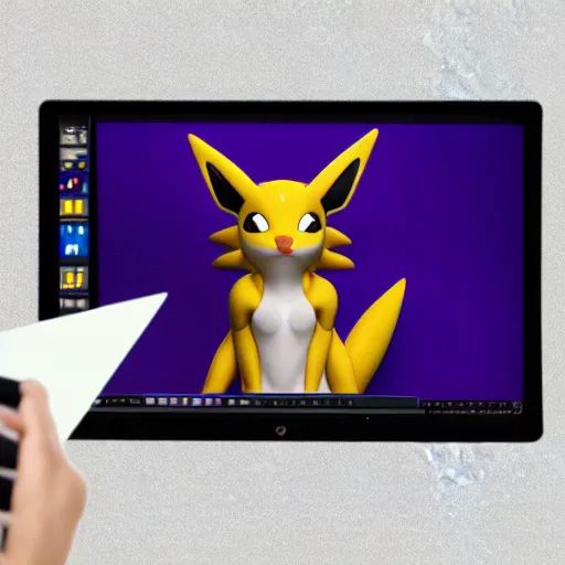 Prompt: renamon using a computer, 3 d render 8 k hd