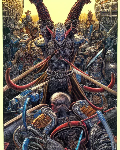 Prompt: hyper detailed illustration of ragnarok, intricate linework, post by greg hildebrandt. 8 0 s fantasy artwork