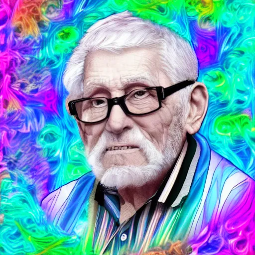 Prompt: digital art of grandpa on dmt