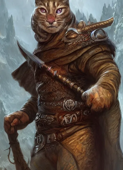 Prompt: khajit, ultra detailed fantasy, dndbeyond, bright, colourful, realistic, dnd character portrait, full body, pathfinder, pinterest, art by ralph horsley, dnd, rpg, lotr game design fanart by concept art, behance hd, artstation, deviantart, hdr render in unreal engine 5