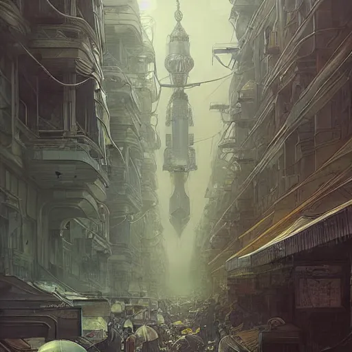 Image similar to It’s crowded streets of Russian sleeping quarters on the Moon city, Norilsk, sci-fi, fantasy, intricate, very very beautiful, elegant, highly detailed composition, digital painting, artstation, concept art, smooth, sharp focus, illustration, art by artgerm and greg rutkowski and alphonse mucha