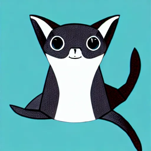 Image similar to shark cat hybrid, ilustration.