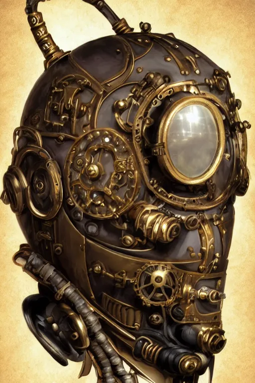 Image similar to steampunk helmet fantasy art mask robot ninja stylized digital illustration sharp focus, elegant intricate digital painting artstation concept art global illumination ray tracing advanced technology chaykin howard and campionpascale and cooke darwyn and davis jack