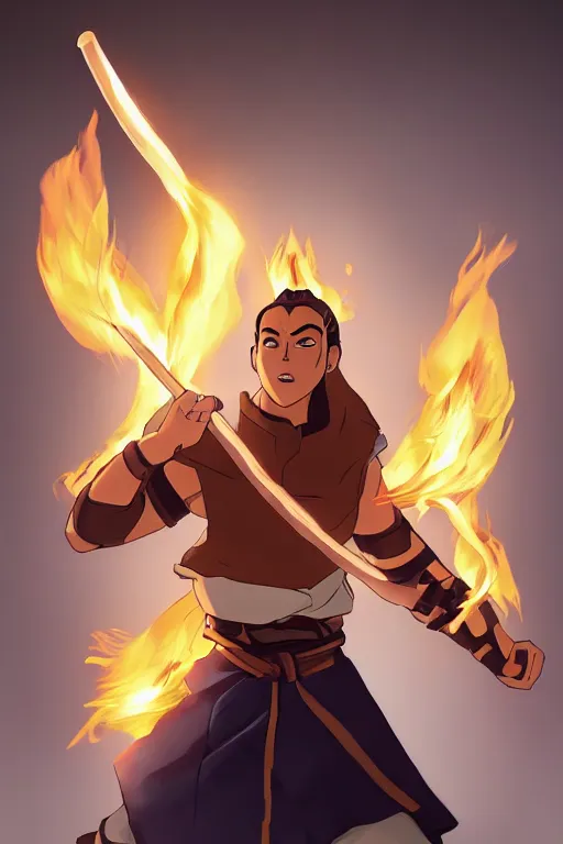 Image similar to Sokka is shocked find out that he is a fire bender by accidentally setting his boomerang on fire, made by Stanley Artgerm Lau, WLOP, Rossdraws, ArtStation, CGSociety, concept art, cgsociety, octane render, trending on artstation, artstationHD, artstationHQ, unreal engine, 4k, 8k,