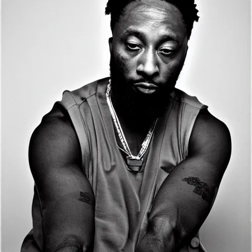 Prompt: monochrome HD digital studio photograph of the ODB from wu tang Clan