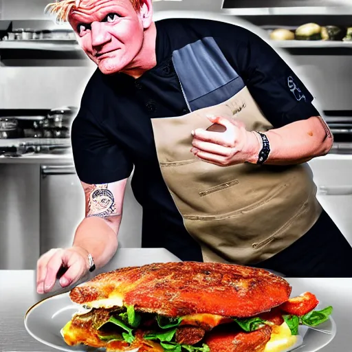 Image similar to a fusion between a ram and gordon ramsay.