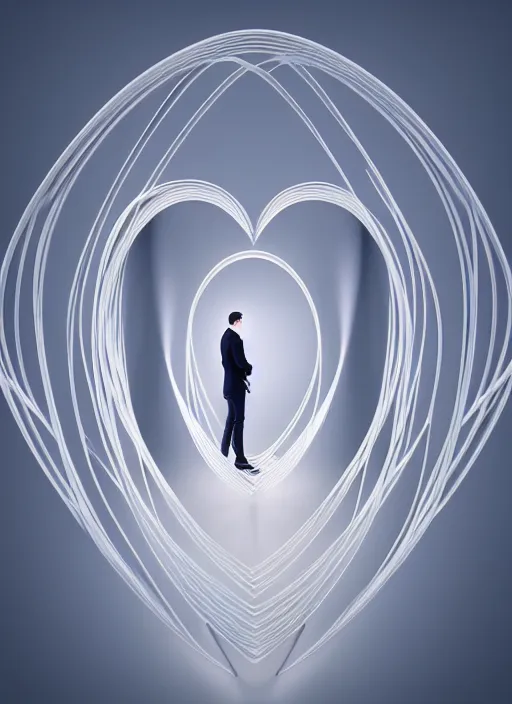 Image similar to perfectly centered symmetrical balanced male and female portrait of man and woman in love sharing one heart. art by santiago calatrava and zaha hadid, high coherence ; 3 d render 8 k octane ultra hd