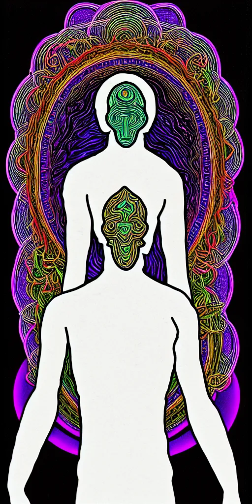 Prompt: god of psychedelics, faceless figure