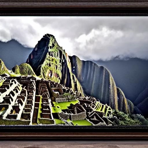 Image similar to machu picchu art, fir trees, intricate details, epic scale, insanely complex, 8 k, sharp focus, hyperrealism, very realistic, by greg rutowski