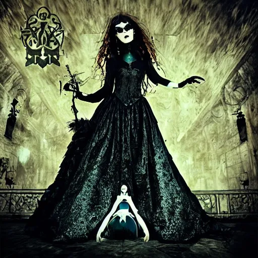 Image similar to gothic cinderella, heavy metal album cover