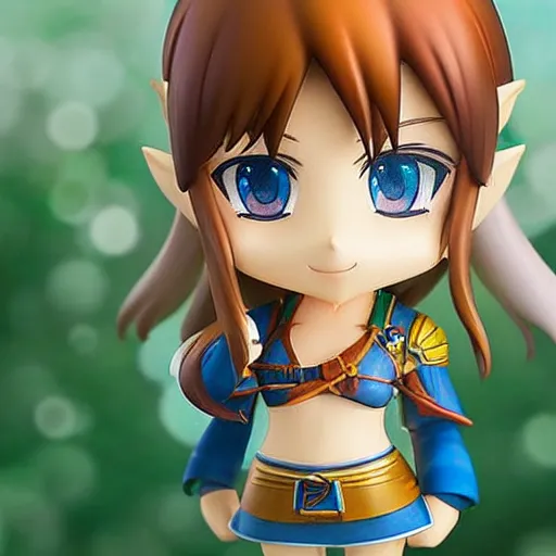 Image similar to beautiful water color concept art of face detailing cute girl in the style of nendoroid and Toon Zelda , anime style, close-up