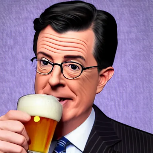 Prompt: stephen colbert face in a mug of beer, 8 k, ultra realistic details