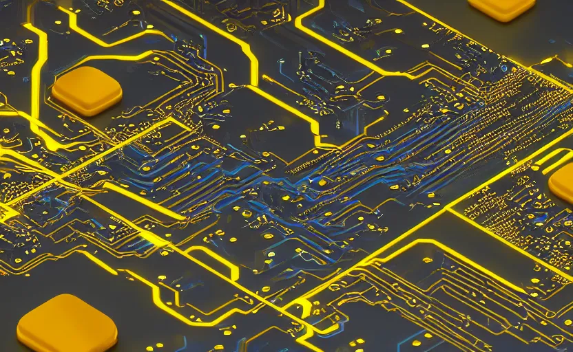 Image similar to computer circuitry scattered throughout the inside of a dream of a diamond, yellow water-cooling coolant, trending on artstation, digital art, octane render, ray-tracing, 4k desktop background