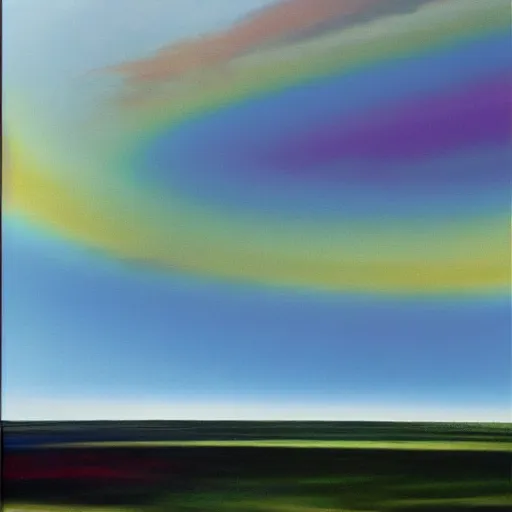 Prompt: sky rainbow, oil painting by gerhard richter