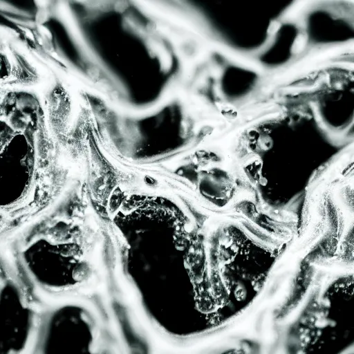 Image similar to glistening visceral primordial goo, macro photograph, shallow DOF