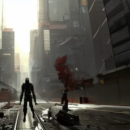 Image similar to NeoTokyo is a multiplayer tactical first-person shooter total conversion modification of Half-Life 2 in a futuristic cyberpunk setting, created by American developer Studio Radi-8.