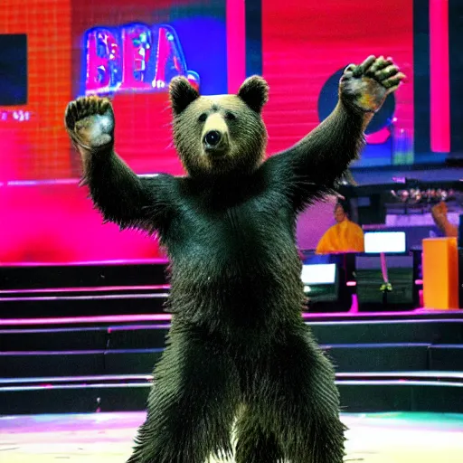 Prompt: bear dancing eurodance