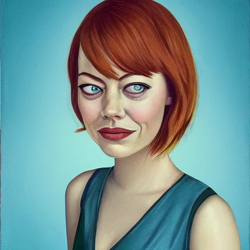 Image similar to portrait of emma stone as a goldfish