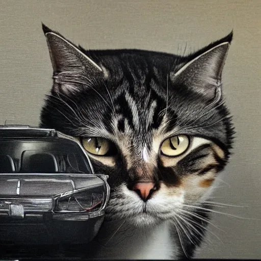 Prompt: cat eating a car, photorealistic, studio