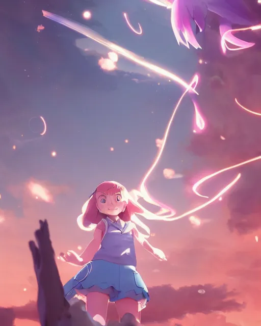 Image similar to a female pokemon trainer girl, full shot, atmospheric lighting, detailed face, by makoto shinkai, stanley artger m lau, wlop, rossdraws, james jean, andrei riabovitchev, marc simonetti, krenz c