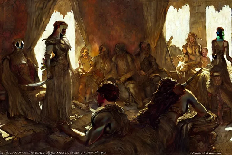 Image similar to game of thrones, painting by gaston bussiere, craig mullins, j. c. leyendecker, greg rutkowski, alphonse mucha