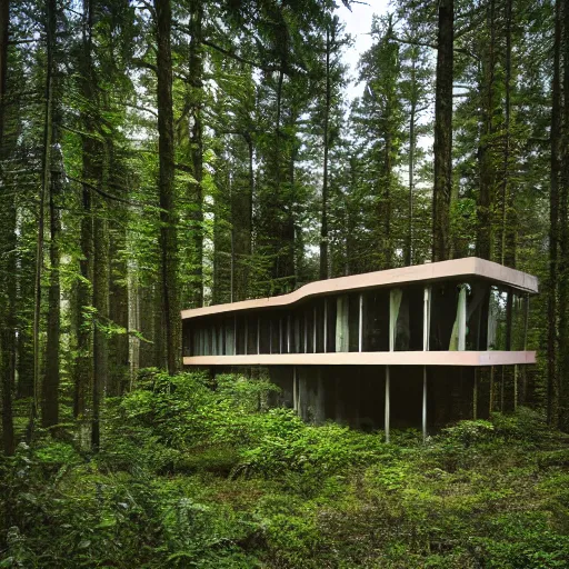 Image similar to a building in the middle of a forest, architecture