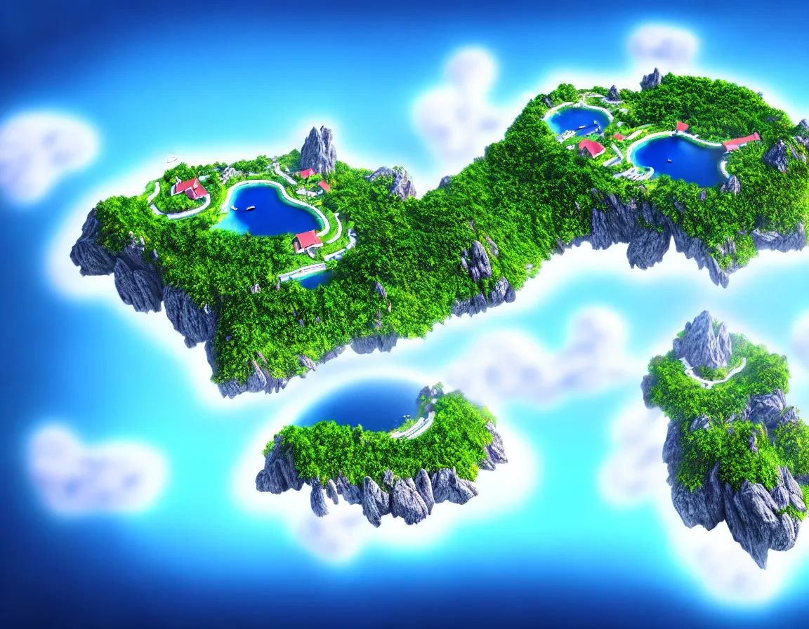 Image similar to ultra realistic illustration of magical island floating in the sky, hd, hdr, low angle camera view, cinematic 8 k, ultra detailed, high resolution, smooth, sharp focus, illustration, art by stanisław wyspianski