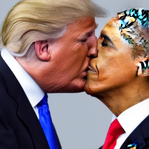 Image similar to obama kissing donald trump, detailed, high quality picture, 4k