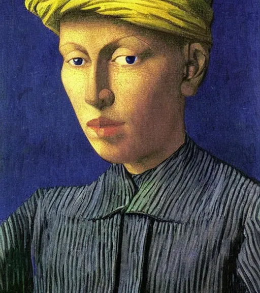 Image similar to portrait of a fortune teller automata by René Magritte, Van Gogh, Vermeer, MC Escher