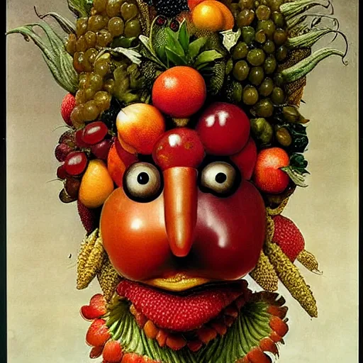 Image similar to giuseppe arcimboldo, delicate fruit faces, new scifi movie