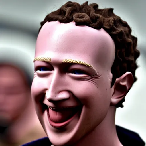 Image similar to mark zuckerburg akward smiling, highly detailed, high quality, hd, 4 k, 8 k, canon 3 0 0 mm, professional photographer, 4 0 mp, lifelike, top - rated, award winning, realistic, sharp, no blur, edited, corrected, trending