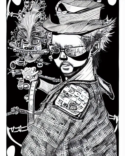 Prompt: highly detailed ink illustration of a korean poker player, b & w clean shaped illustration by kim jung gi, ric estrada, ron english and eiichiro oda