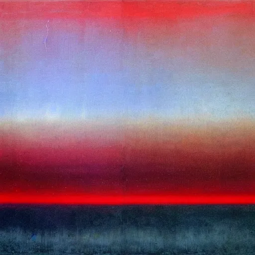 Prompt: the epic abstract painting'blue arctic void with black and red aurora borealis ', by caspar david friedrich!!!, by rothko!!!, stunning masterpiece, trending on artstation