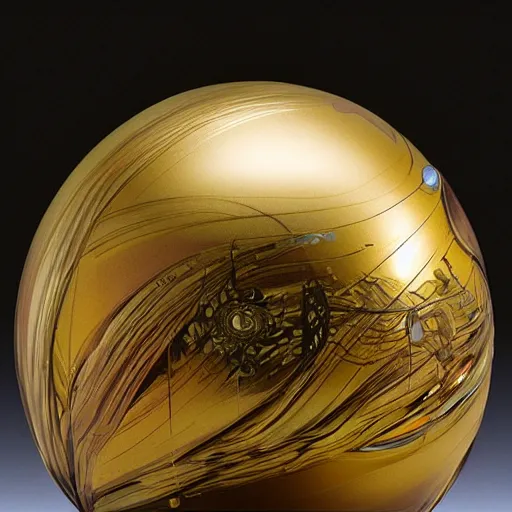 Image similar to a golden sphere handpainted, hyper detailed