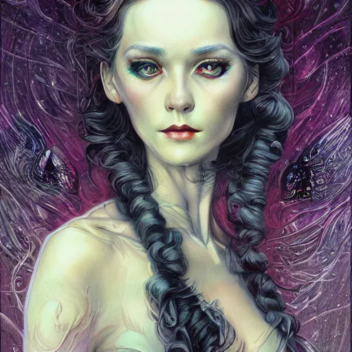 Prompt: a portrait in the style of anna dittmann and donato giancola and virgil finlay.