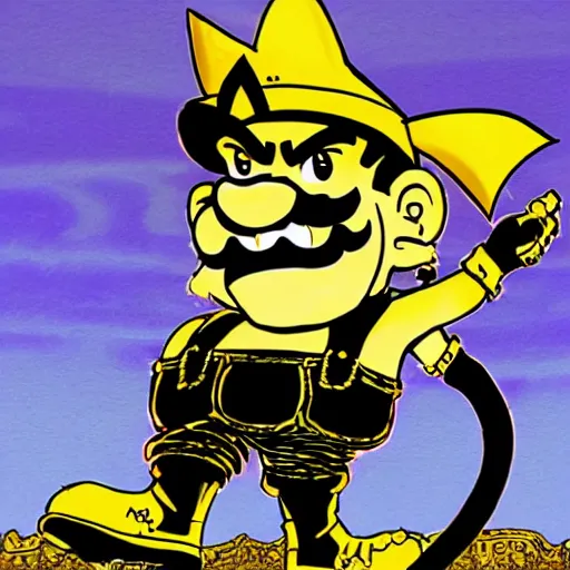 Prompt: Wario in style of bats over barstow