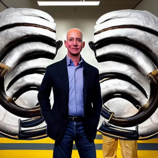 Image similar to jeff bezos with ram horns