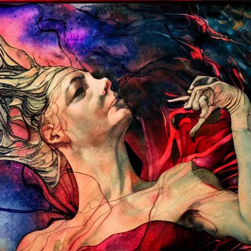 Image similar to the energy of dreams, 8 k resolution, beautiful, dark ambient, neoplasticism art, marvel comics dslr hdr, art by artemisia gentileschi, water color