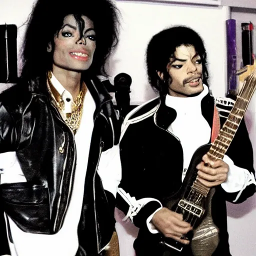 Image similar to michael jackson and prince rogers nelson in the recording music studio