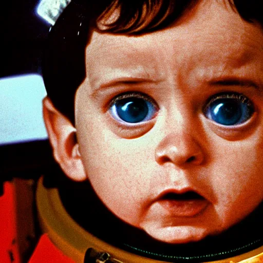 Image similar to stanley kubrick as the baby from 2 0 0 1 cinematic 3 5 mm dramatic hdr