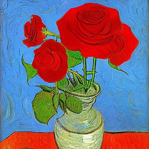 Image similar to red rose, van gogh