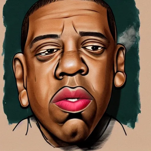 Prompt: Caricature of Jay Z