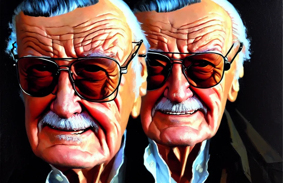 Prompt: portrait of stan lee!!!!!!!!!!!!!!!!!!!!!!!!!!!, detailed face, detailed painting, epic lighting, by ilya repin, phil hale and kent williams