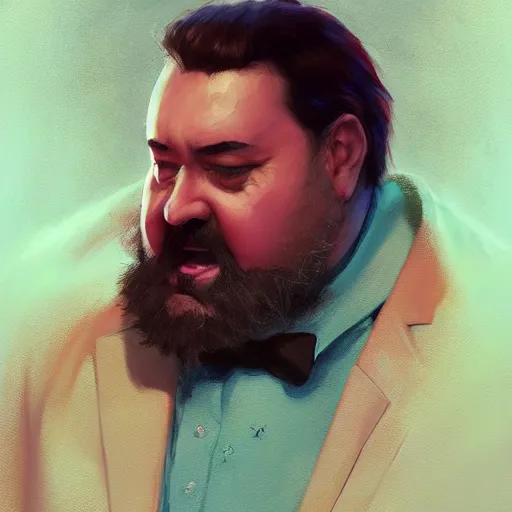 Image similar to pavarotti eating pizza, huggy wuggy from poppy playtime video game, fullbody, ultra high detailed, oil painting, greg rutkowski, charlie bowater, yuumei, yanjun cheng, unreal 5, daz, hyperrealistic, octane render, rpg portrait, dynamic lighting, fantasy art, beautiful face
